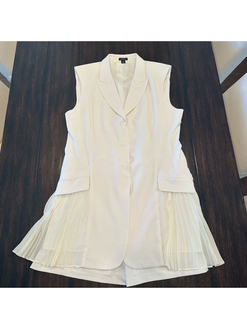Halogen White Sleeveless Pleated Mini Dress - Picture 2 of 5